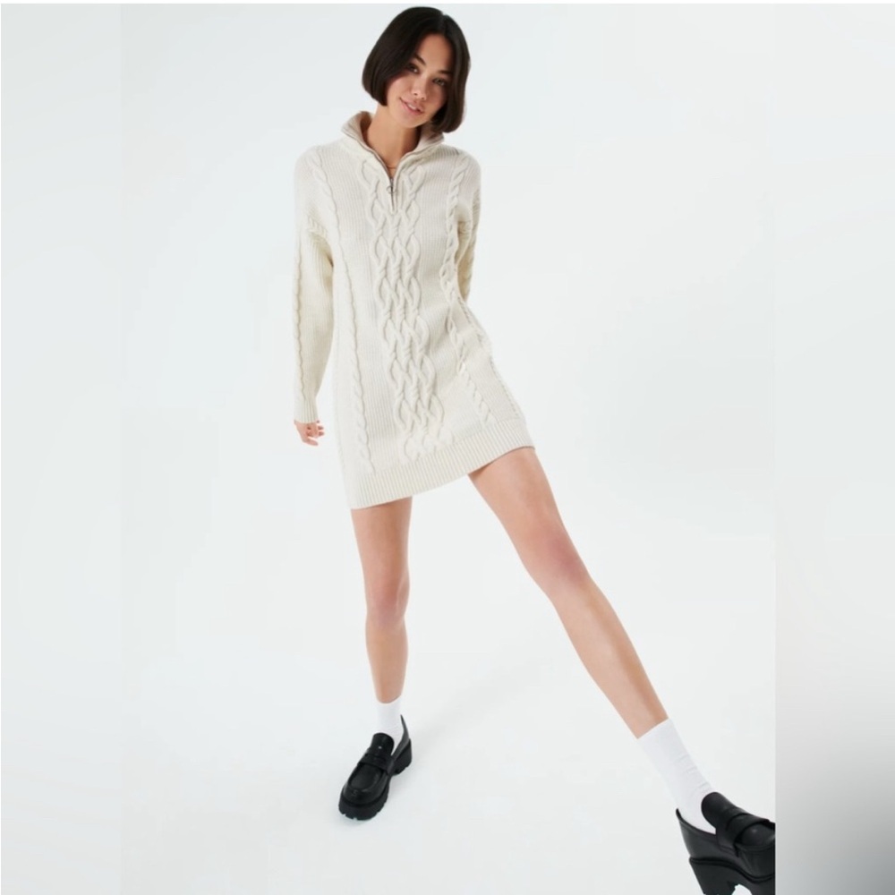 Aritzia Sunday Best Demi Cream Cableknit Sweater Dress